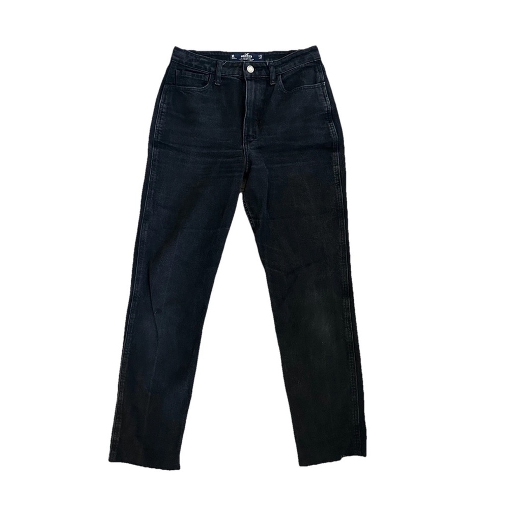 Hollister Ultra High Rise Black Distressed Denim Mom Jeans Pants Juniors size 26